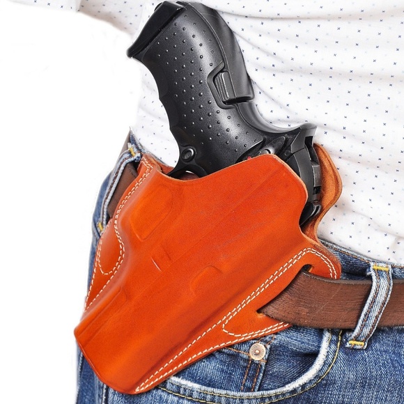 Gun Holster for Glock 17 & 19 OWB Real Leather Tan - Picture 7 of 7